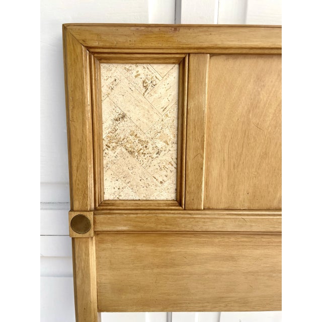 Mid-Century Modern Mid-Century Modern King Headboard With Tessellated Travertine Stone Inserts For Sale - Image 3 of 9
