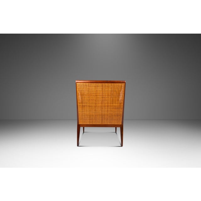 Wood Set of Two (2) Rare Mid-Century Modern Caned Lounge Chairs in Walnut Attributed to Kipp Stewart for Directional, Usa, C. 1950s For Sale - Image 7 of 17