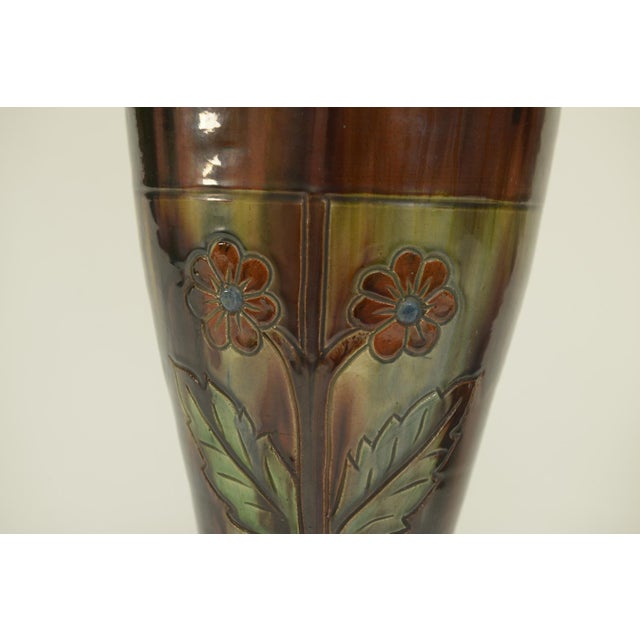 Brown Slip Vases from the Early 20th Century Stamped Belgium 158, 1890s, Set of 2 For Sale - Image 8 of 14