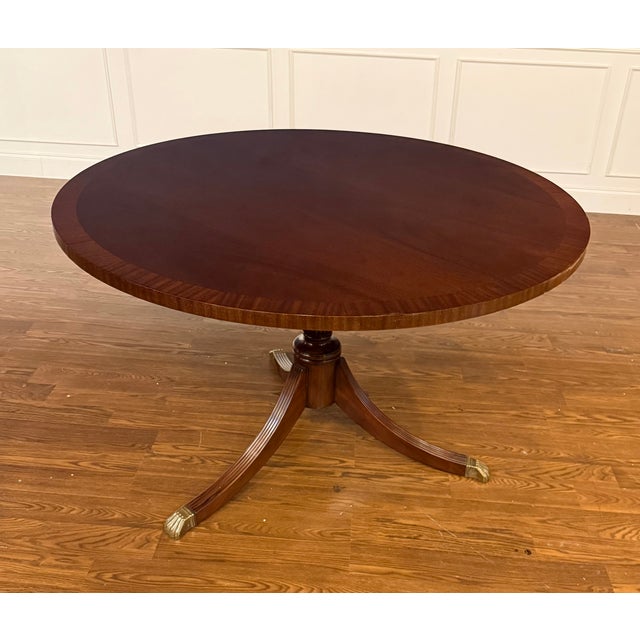 48” Round Mahogany Accent Foyer Table by Leighton Hall - Showroom Sample For Sale - Image 15 of 15