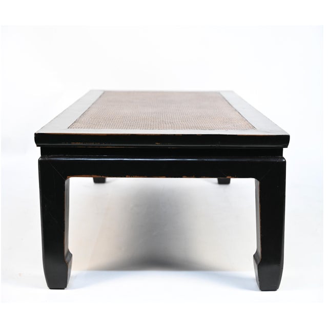 Antique Chinese Lacquered Rattan Top Coffee Table For Sale - Image 10 of 13