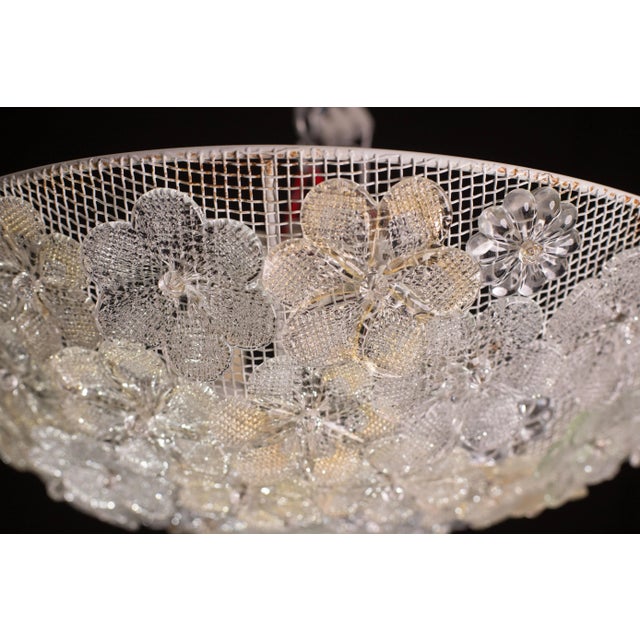 Metal Large Mid-Century Gold Flower Glass Ceiling Light 1960s by Barovier E Toso For Sale - Image 7 of 12