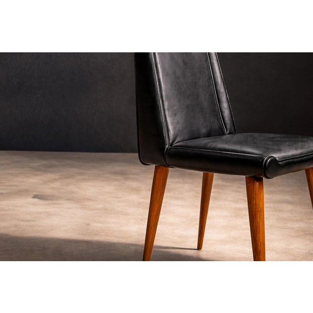 Set of 4 Chairs in Caviuna Wood & Black Leather, Giuseppe Scapinelli, 1950s For Sale In New York - Image 6 of 14