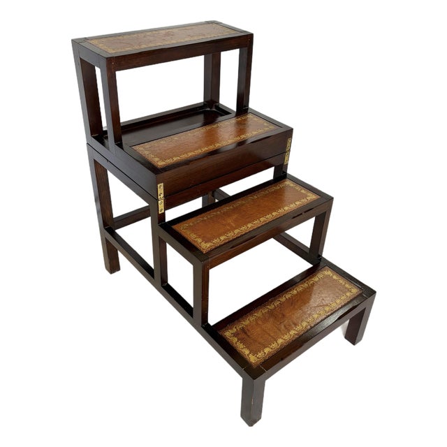 20th Century English Walnut Metamorphic Library Steps Side Table For Sale
