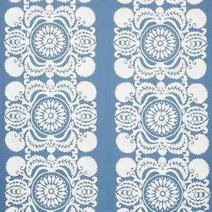Schumacher Castanet Embroidery Fabric in Chambray