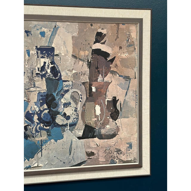 Gojmir Anton Kos, Still Life with Blue Vase, 1963, Oil on Canvas For Sale - Image 4 of 15