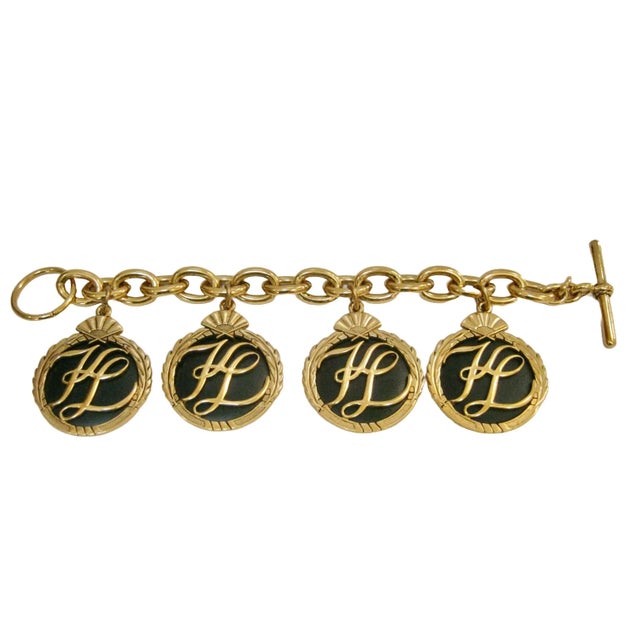 Vintage Karl Lagerfeld Large Signature "Kl" Script Charm Bracelet For Sale - Image 4 of 7