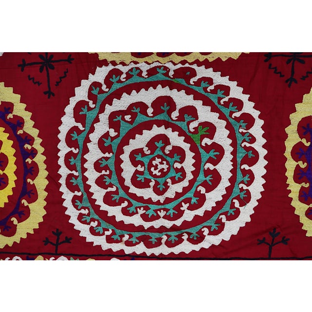 Vintage Hand Embroidered Suzani Wall Hanging, 1920s For Sale - Image 9 of 18