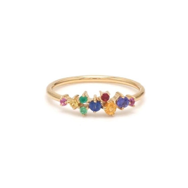 Early 21st Century Natural 0.32 cts rainbow sapphire ring gold For Sale - Image 5 of 18