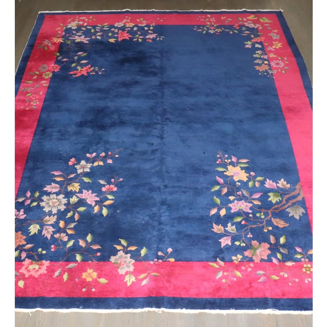 Antique Chinese Art Deco Rug, 8'10'' X 11'7'' For Sale - Image 9 of 9