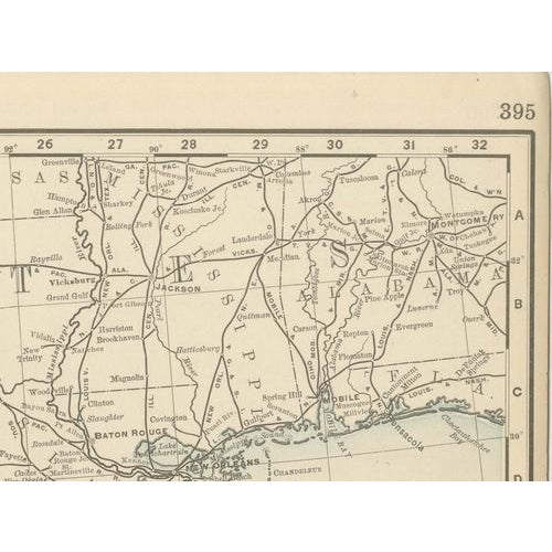 Paper Antique Map of Mexico with Valley of Mexico Inset by Rand McNally, 1899 For Sale - Image 7 of 12