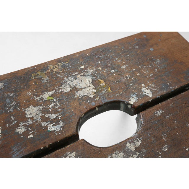1930s Industrial French Wooden Painters Stool, 1930s For Sale - Image 5 of 11