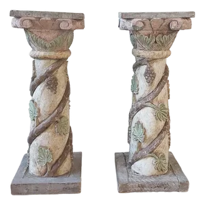 Italian Carved Wooden Pedestals, Set of 2