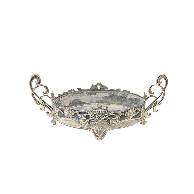 Antique Spanish Centerpiece in Silver Metal and Tin For Sale