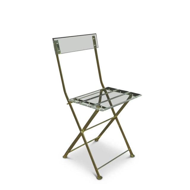 Acrylic Glass & Gilded Brass Les Invisibles Folding Chair by Yonel Lebovinci and Bernard Berthet for Marais International, 1970s For Sale - Image 6 of 6