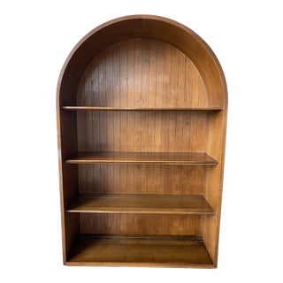 Mid Century Modern Solid Walnut Arched Bookcase For Sale