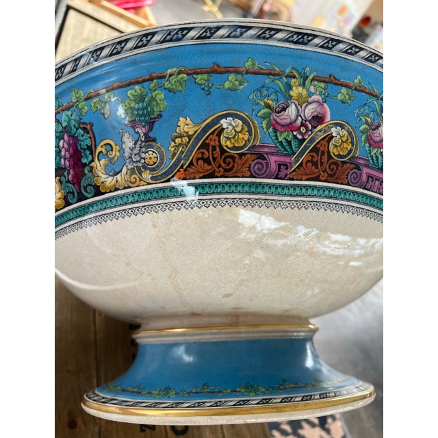 Blue Antique Turquoise Vine and Scroll Punch-Bowl For Sale - Image 8 of 10