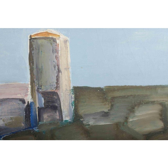Modern Swedish Artist, Modernist Landscape with a Tall Building, 1960s, Oil on Canvas For Sale - Image 3 of 6