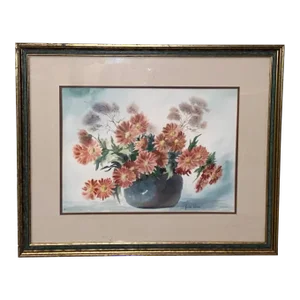 Vintage Still Life Watercolor Painting by Hulda Werner
