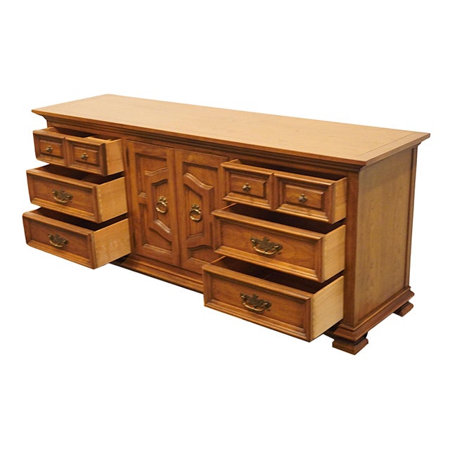 Wood Thomasville Furniture Monterey Collection Spanish Mediterranean 75" Triple Door Dresser 430-50 For Sale - Image 7 of 12