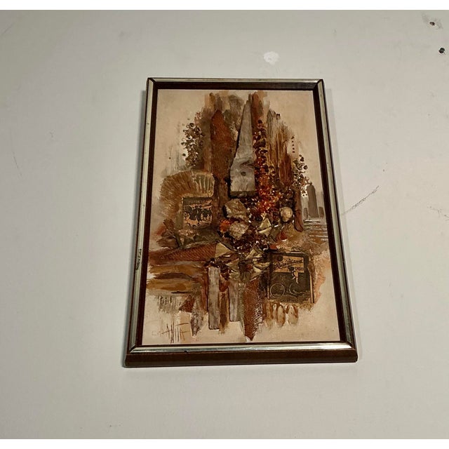 Mid-Century Modern Vintage Anita Baldwin 3-D Mixed Media Assemblage on Canvas Signed Anita. Mid-Century Modern For Sale - Image 3 of 12