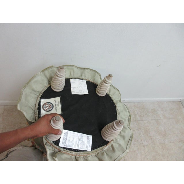 1990s Lauren Brooks Vanguard Puff Ottoman Italian Crewel Stitch Ottoman Foot Stools For Sale - Image 9 of 11