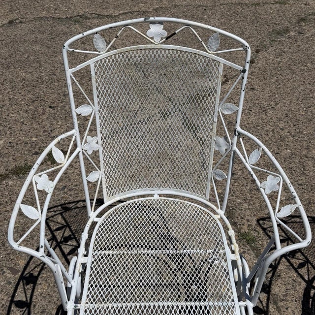 Woodard Furniture Co. Vintage Woodard Era Floral Wrought Iron Springer Garden Patio Arm Chair - A Pair For Sale - Image 4 of 17