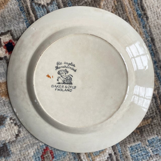 1930s Vintage English Hand-Painted Baker & Co. Plate For Sale - Image 5 of 9