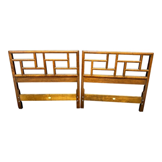Late 20th Century Pair of Twin Headboards by Baker Furniture Chinese Chippendale Fretwork For Sale