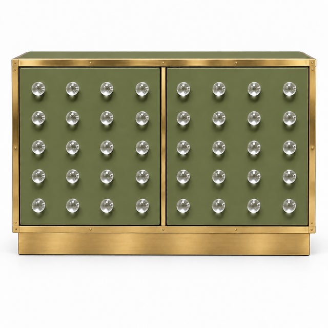 Gold Olive Green Murano Glass Dry Bar with Brass Plinth from Justfurnituress SRL For Sale - Image 8 of 8