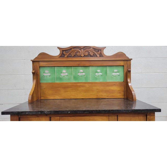 Antique Edwardian Marble Top Washstand Dry Sink For Sale - Image 10 of 11