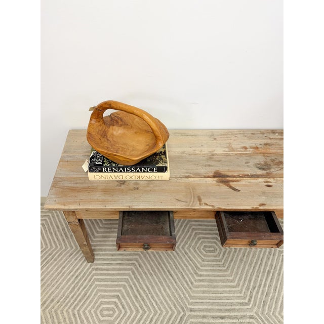 Nadeau Indonesian Solid Wood Antiqued Console Sofa/Entryway Rustic Primitive For Sale - Image 9 of 11