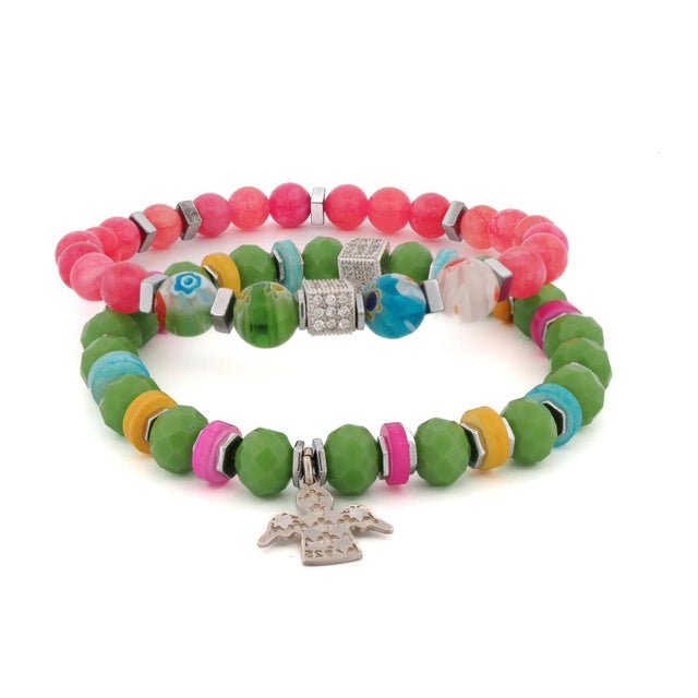Spring Vibes Angel Charm Colorful Protection Bracelet Set For Sale - Image 9 of 9