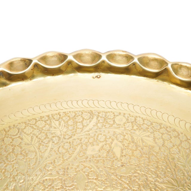 Large Anglo-Indian Engraved Brass Tray, C. 1920 For Sale In Chicago - Image 6 of 10