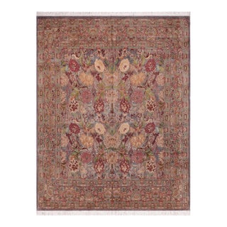 Floral 1990's Square William Morris Pak-Persian Gray/Gray Wool Rug - 8'0'' X 8'3'' For Sale