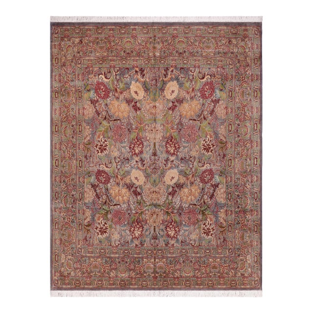 Floral 1990's Square William Morris Pak-Persian Gray/Gray Wool Rug - 8'0'' X 8'3'' For Sale