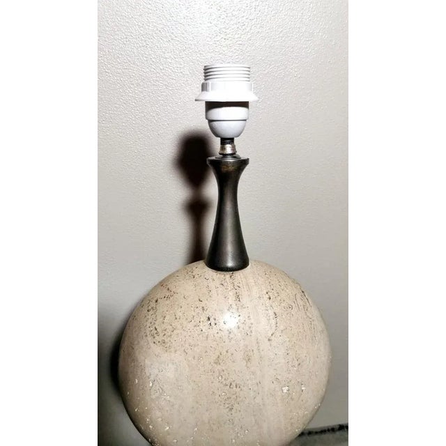 Beige French Modern Table Lamp in Travertine attributed to Philippe Barbier, 1960 For Sale - Image 8 of 13