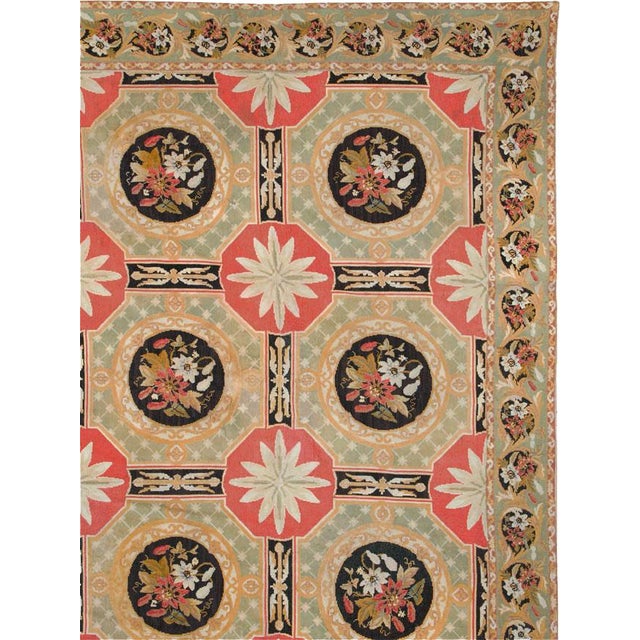 Neoclassical Galerie Shabab Collection Early 20th Century Antique English Needlepoint Large Carpet For Sale - Image 3 of 10
