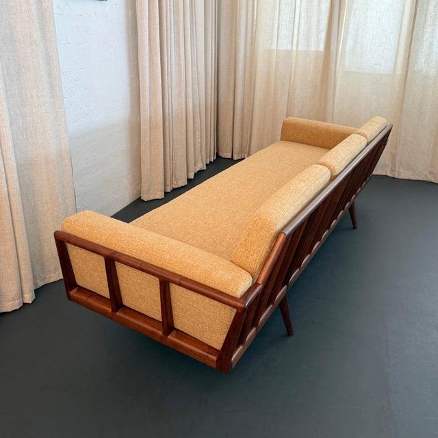 Mid-Century Modern Walnut "Rail Back" Sofa by Mel Smilow for Smilow-Thiell For Sale - Image 13 of 16