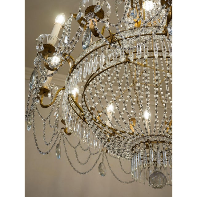 Large Empire Crystal Hot Air Balloon Chandelier, Italy, 1940s For Sale - Image 6 of 18