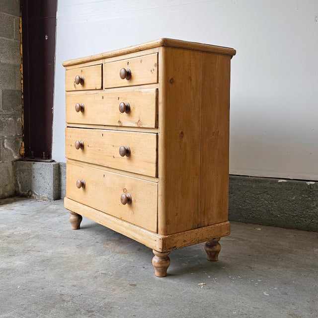 Late 19th Century Antique English Pine Dresser on Tulip Feet, Chest of Drawers - Circa 1880 For Sale - Image 5 of 11