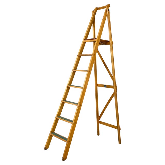 Mid-Century Modern Italian Wooden Ladder by Fabbrica Scale Alberti, 1960s For Sale