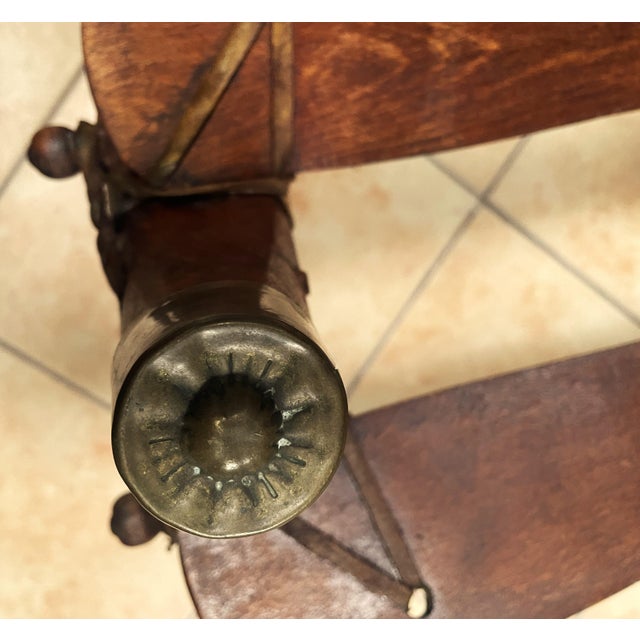 Antique Egyptian Ottoman with Brass Ornamentation and Leather, 1920s For Sale - Image 16 of 18