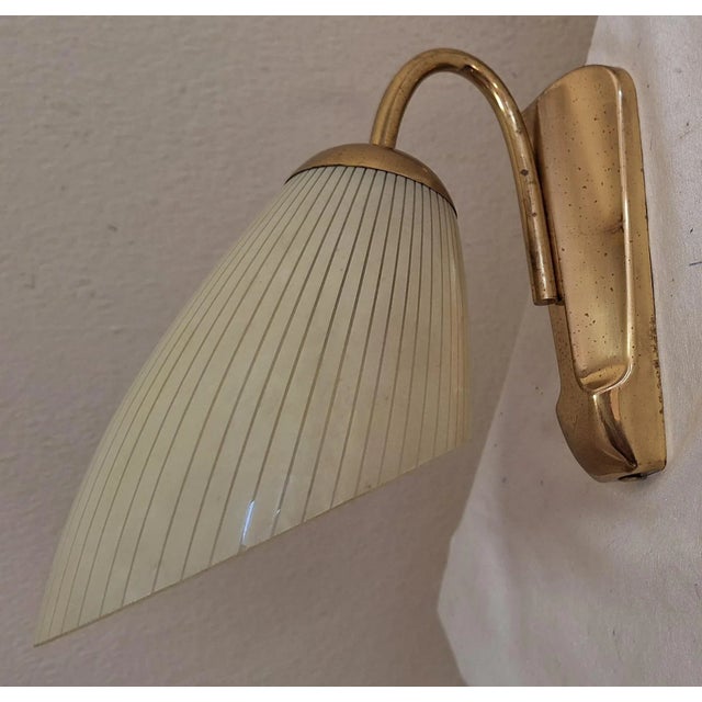 Mid-Century Modern German Wall Lamp with Brass Frame, 1950s For Sale - Image 9 of 12