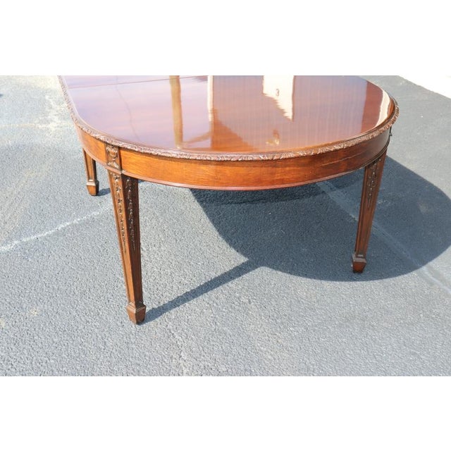 Adams Style Carved Mahogany Dining Table With Three Leaves For Sale - Image 11 of 12
