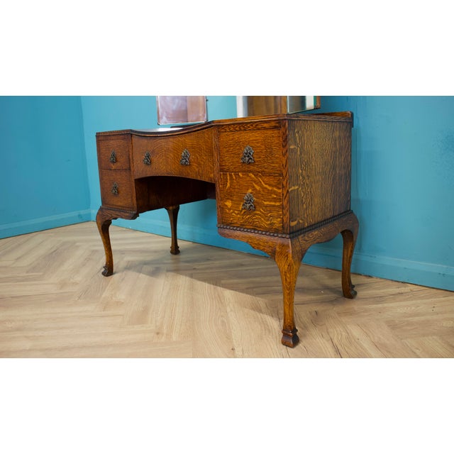 Art Deco Dressing Table in Oak, 1930s For Sale - Image 4 of 9
