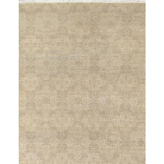 Modern Pasargad Home Transitiona Ivory Vsilk & Wool Area Rug- 9' 0" X 11' 6" For Sale - Image 3 of 3