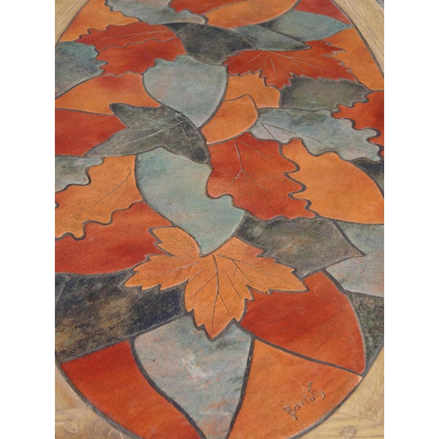 Mid-Century Modern Vintage Coffee Table in Oak and Ceramic by Barrois for Vallauris, 1950s For Sale - Image 3 of 14