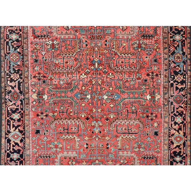 Traditional Early 20th Century Persian Antique Heriz Rug With All-Over Geometric Design in Jewel Tones For Sale - Image 3 of 13