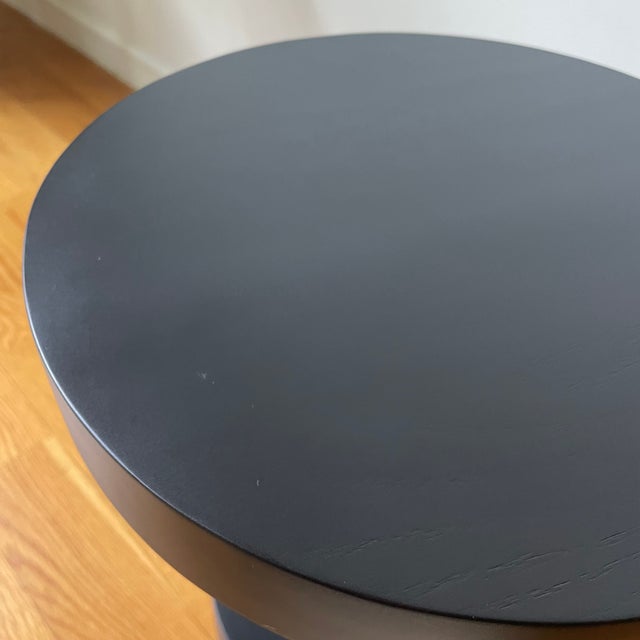 Wood Sass Short Side Table, Black, Wood End Table, Sample, Modern, Minimal, Accent Table, Pedestal For Sale - Image 7 of 7